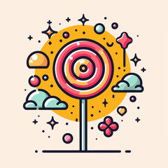 Fototapeta premium Beautiful cartoon illustration of a lollipop