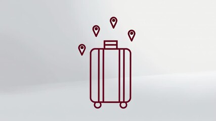 A travel bag arrives at various places to demonstrate the journey one takes for vacation or work. Each frame shows a new location and adventure with the bag