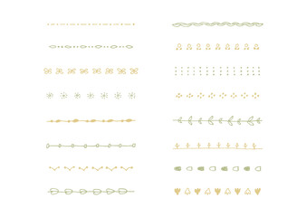 ナチュラルでシンプルな手描きのラインセット5（カラー）