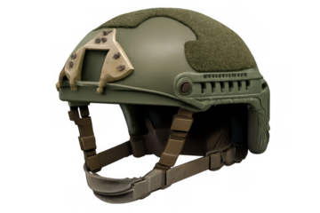 Military tactical combat helmet offering ballistic protection and headgear for soldier equipment on transparent background
