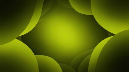 Abstract glowing green spheres, blurred background, digital art, modern design