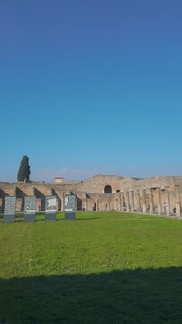 Pompeii opens into the central courtyard of the Samnite Palaestra, where open space defines movement and training
