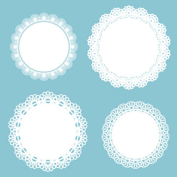 White Round Lace Pattern Decorative Material &ndash; Elegant Circular Lace白い丸型レース模様の装飾素材｜繊細で上品な円形レース　
