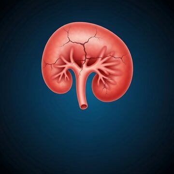 human spleen with an enlarged shape and visible tissue cracks, symbolizing infection or splenic damage, deep 