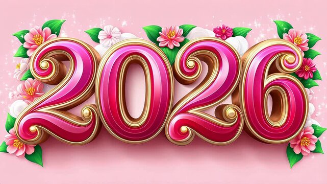2026 numbers with floral decorations