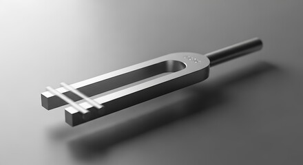 Precision crafted tuning fork, showcasing its elegant design in metal