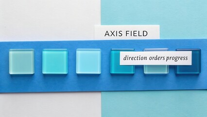 Creative visual representation of progress through colored glass squares on blue background with text elements