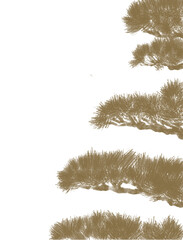 Bonsai tree element template vector. Abstract pattern with card design. Traditional nature layout design in vintage style	
