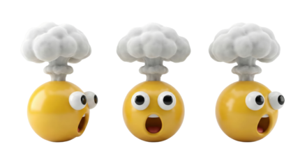 Surprised Emoji Characters with Exploding Heads