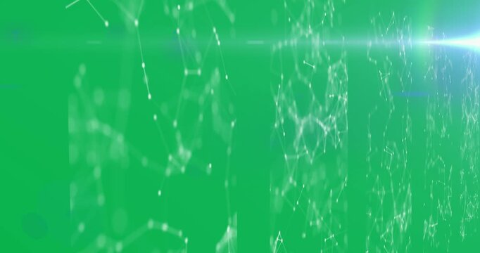 Animation of network of digital information flowing through screens of computer servers