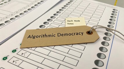 Conceptual Representation of Algorithmic Democracy with Voting Nodes and Survey Forms in Focused Study Setting
