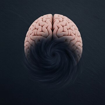  brain on a dark slate background. , representing the localized atrophy and personality changes of FTD.