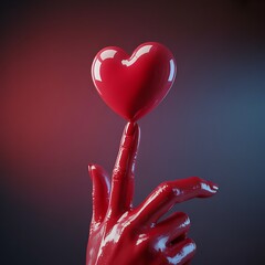 Hand holding red heart