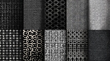 Abstract black and white patterns and textures collection