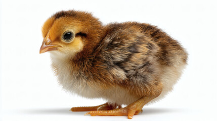 Baby Chicken Close-Up on White Background