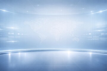 Minimal White News Studio Background with World Map
