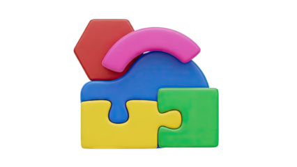 Colorful Jigsaw Puzzle Pieces Forming Abstract Shape
