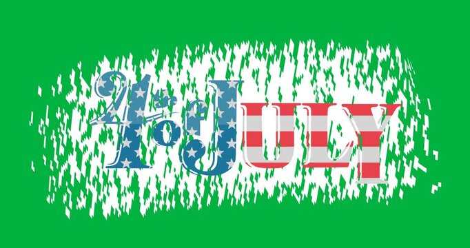 American flag design over 4th of july text over white banner against black background