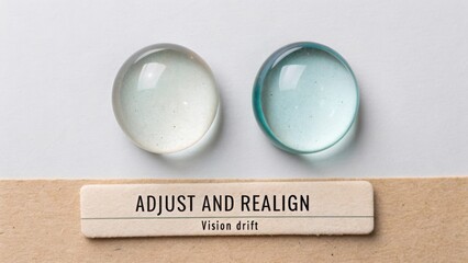 Transparent glass domes representing adjustment and realignment of perception with light reflections and soft shadows