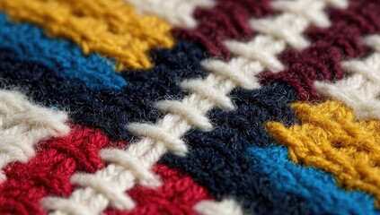 Close-up of colorful knitted fabric