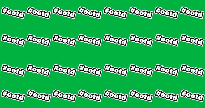 Digital animation of ootd text banner in seamless pattern against black background
