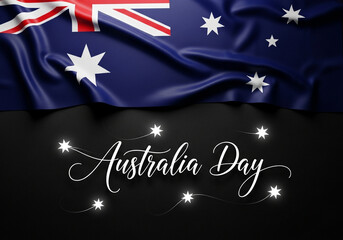 Australian flag with stylish calligraphy text