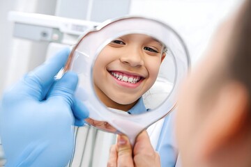 Smiling Boy Receives Dental Check-Up in Dentist's Office