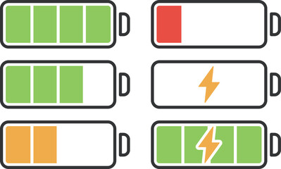 バッテリー・電池マークのフラットアイコンセット