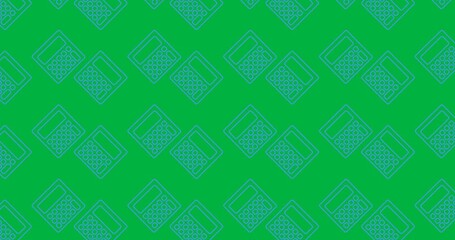 Digital animation of blue calculator icons in seamless motion against black background