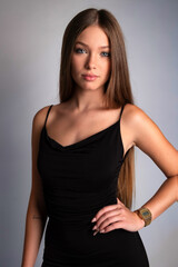 Fototapeta premium blonde girl with blue eyes in a studio session
