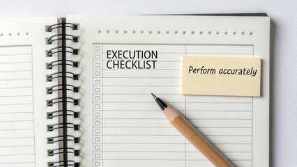 Execution Checklist Concept with Notepad, Pencil, and Sticky Note for Task Management and Organization