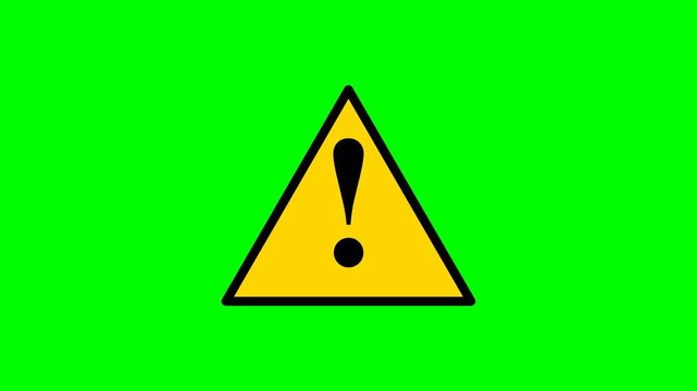 Yellow Warning Triangle with Exclamation Mark on Green Background for Safety and Hazard Alerts