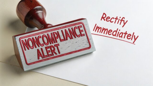 Warning Stamp for Noncompliance with Immediate Rectification Notice on Paper Background