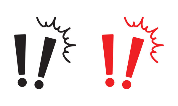 Emphasized exclamation icon. Surprise. Dynamic  exclamation marks with various expressions on white background. vector illustration eps file. 