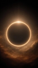 Obraz premium Annular solar eclipse (ring of fire): Sun forms a bright ring around the Moon. Concept Annular Eclipse, Ring of Fire, Solar-Moon Alignment, Bright Ring, Celestial Phenomenon