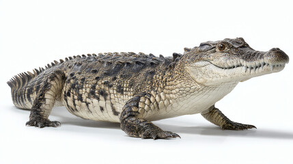 Obraz premium Small Alligator on White Background