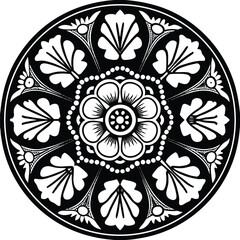 Round mandala lace ornament with floral geometric pattern design