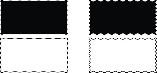 Decorative label frames with wavy borders in black and white