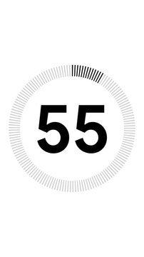 1 minute or 60 second countdown with circle animation, 60 to 0 animation countdown. vertical 4K video