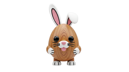Cute Wooden Easter Bunny Egg Character