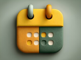 Rendered colorful calendar icon with four squares showing dates and appointments schedule on a flat background for graphic design projects