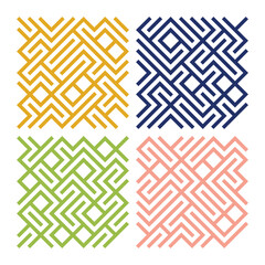 Collection of colorful geometric simple seamless patterns - bright symmetric textures. Vector repeatable minimalistic backgrounds. 
