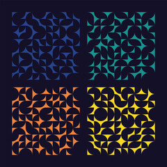 Collection of colorful geometric simple seamless patterns - bright symmetric textures. Vector repeatable minimalistic backgrounds. 
