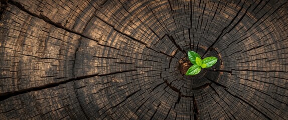 New life sprouts from old tree stump symbolizing hope and renewal