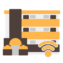 シンプルなマンションのアイコン+wifi