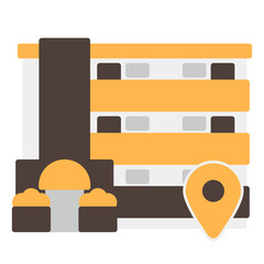 シンプルなマンションのアイコン+位置マーク