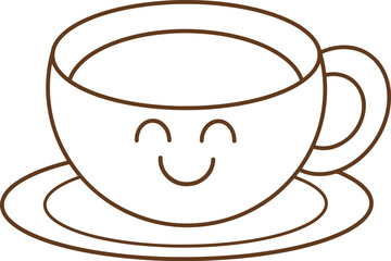 A coffee cup icon with a smiley face.
