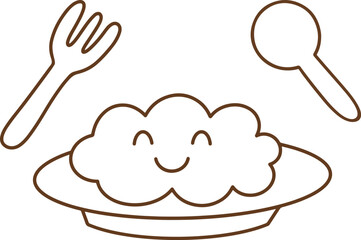 The smiley face plate icon has a fork and spoon on it.