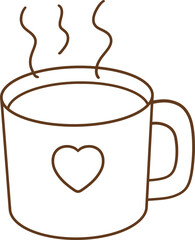 Heart-shaped hot coffee cup icon
