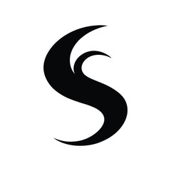 Fototapeta premium Creative abstract s curve logo simple black branding symbol on white background Vector illustration
